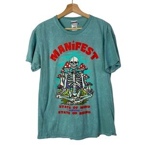 Zumiez Your Highness Manifest Blue Washed Skeleton Short Sleeve T-Shirt M